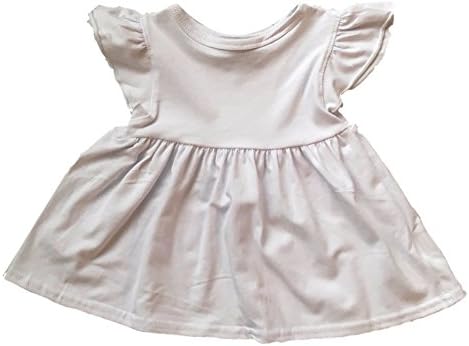 Little Fashionista Girls Flutter Sleeve Cotton Pearl Tunic Shirt Dress (8, Magnolia)