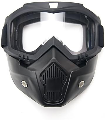Viriber Windproof Motorcycle Glasses Goggles with Detachable Removable Mask Protective Glasses (Transparent)