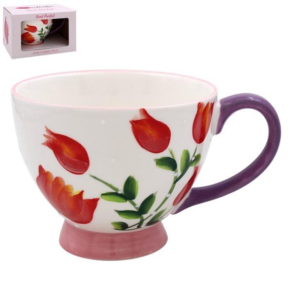 Lesser & Pavey Beautifully Designed Footed Mug | Footed Mugs for Tea & Coffee with Great British Designs | Tulips Coffee Mugs & Tea Cups for Home, Office or Shops - Lynsey Johnstone