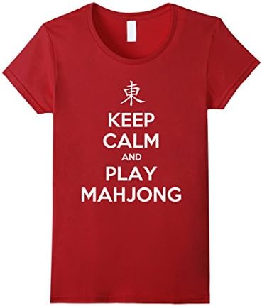 Womens Keep Calm And Play Mahjong T-Shirt Medium Cranberry