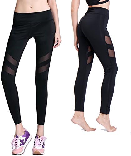 KIWI RATAWomen Sports Mesh Trouser Gym Workout Fitness Capris Yoga Pant Legging