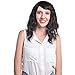MelodySusie Mid Length Curly Wavy Wig for Women, 17 inches Hair Replacements Wig with Bang, Synthetic Fiber, Natural as Human Hair, for Daily Halloween Cosplay with Wig Cap, Light Brown (#054Black)
