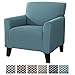 Home Fashion Designs Solid Twill Arm Chair Slipcover. One Piece Stretch Chair Cover. Strapless Arm Chair Cover for Living Room. Brenna Collection Slipcover. (Chair, Smoke Blue - Solid)