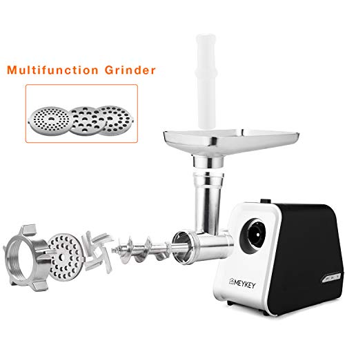 Electric Meat Grinder, Meat Mincer with 3 Grinding Plates and Sausage Stuffing Tubes for Home Use &Commercial, Stainless Steel/Silver/1500W(Max)