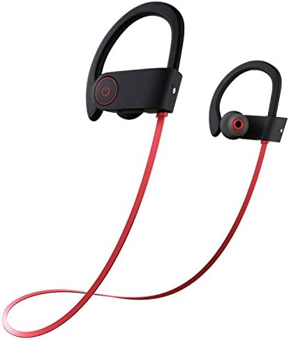 Bluetooth Headphones, DICEKOO Best Wireless Sports Earphones with Mic IPX7 Waterproof Ergonomic In Ear Earbuds Sweatproof HD Noise Cancelling Headsets for Running, Riding, Climbing Etc -Red