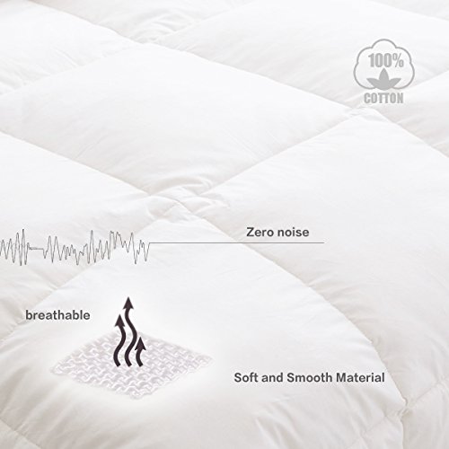 Double Size Duvet - Luxury White Goose Feather and Down Duvet, 13.5 Tog Bed Quilt, 100% Cotton Shell, Anti-dust mite & Feather-proof Fabric, All Season