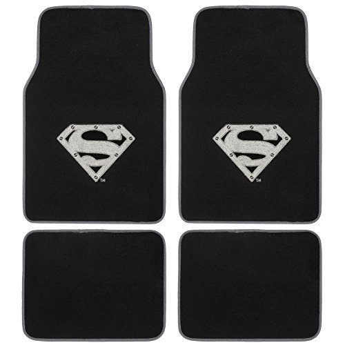 BDK Superman Carpet Floor Mats for Car SUV Truck - Warner Brothers Licensed Design Auto Accessories, Man of Steel Ver.