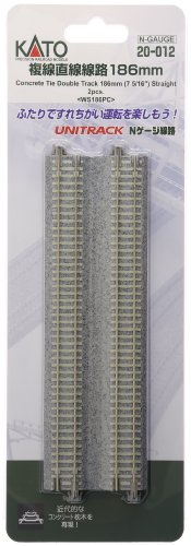 Kato KAT20012 N 7-5/16" Double Track Straight, Concrete Ties (2)