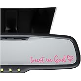 YTFRL 2PCS Trust in God Rearview Mirror Sticker, Trust In God Faith Waterproof Automotive Mirror Bumper Stickers, Christian Jesus Religious Vehicle Decal for Women, Car Accessories (Pink)