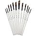 StarVast Painting Brushes, 12pcs Professional Angled Paint Brush Set for Watercolor/Oil/Acrylic/Crafts/Rock/Face Painting and Gouache - White