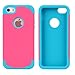 Alkax for iPhone SE Case, Dual Layer Armor Heavy Duty Rugged Slim Shockproof Protection Series Protective Cover for Apple iPhone SE +1 Stylus Pen (Hot Pink/Blue)
