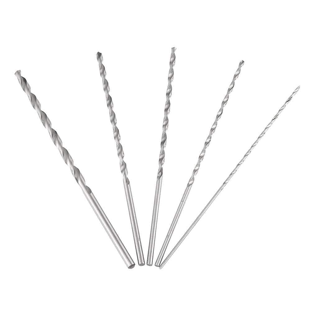 Spiral Drill Bit,ANGGREK 5 Pieces Extra Long Drill Bits 2mm 3mm Drill Bit Wood Drill Long HSS Spiral Drill Wood Long 4mm Spiral Drill 5mm Straight Shank Twist Drill for Metal Power Tools