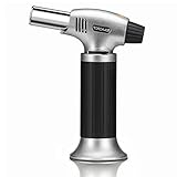 Sondiko Blow Torch Lighter, Culinary Torch, Refillable Kitchen Butane Torch with Safety Lock and Adjustable Flame Perfect for DIY, Creme Brulee, BBQ and Baking, Butane Gas Not Included, Black