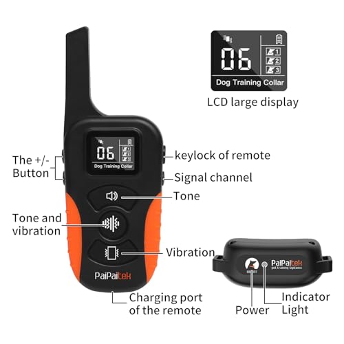 PaiPaitek No Shock Dog Training Collar with Remote 3300FT, Vibrating Dog Collar with Beep & Vibration Modes, Waterproof & Rechargeable E-Collar for Small to Large Dogs (5-120 lbs)