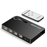 UGREEN HDMI Switch 4K 3 Port HDMI Switcher Splitter Hub 4K Full HD 1080P 3D Compatible for PC Laptop, Xbox 360 One, PS4 PS3, Nintendo Switch, Blu-ray player, Roku Fire Stick with IR Remote Control