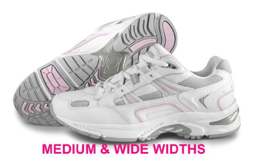 Orthaheel women s action walker shoes, white/pink, 8 m us(b)