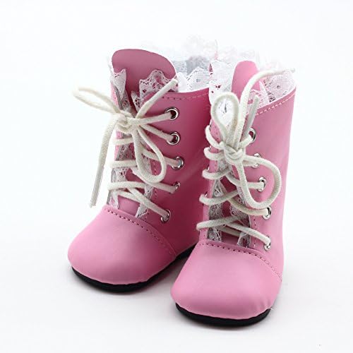 Pink Lace Up PU Martin Boots Shoes for 18inch American Girls Dolls Accessories