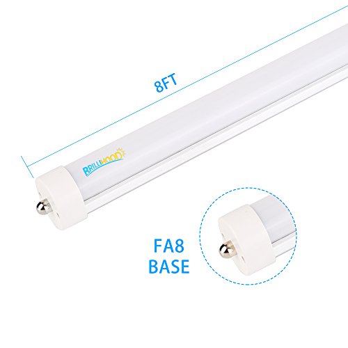8ft LED Light Bulb, 40W T8 T10 T12 Fluorescent Tube Replacement, 4500LM, 6000K Bright White, Single Pin FA8 Base, Frosted Cover for Workshop, Warehouse, Garage (10-Pack)
