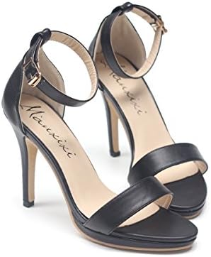 Sheepskin Texture Twine Foot Buckle Sandals High Heel Sandals Heel Height 3.9in Black