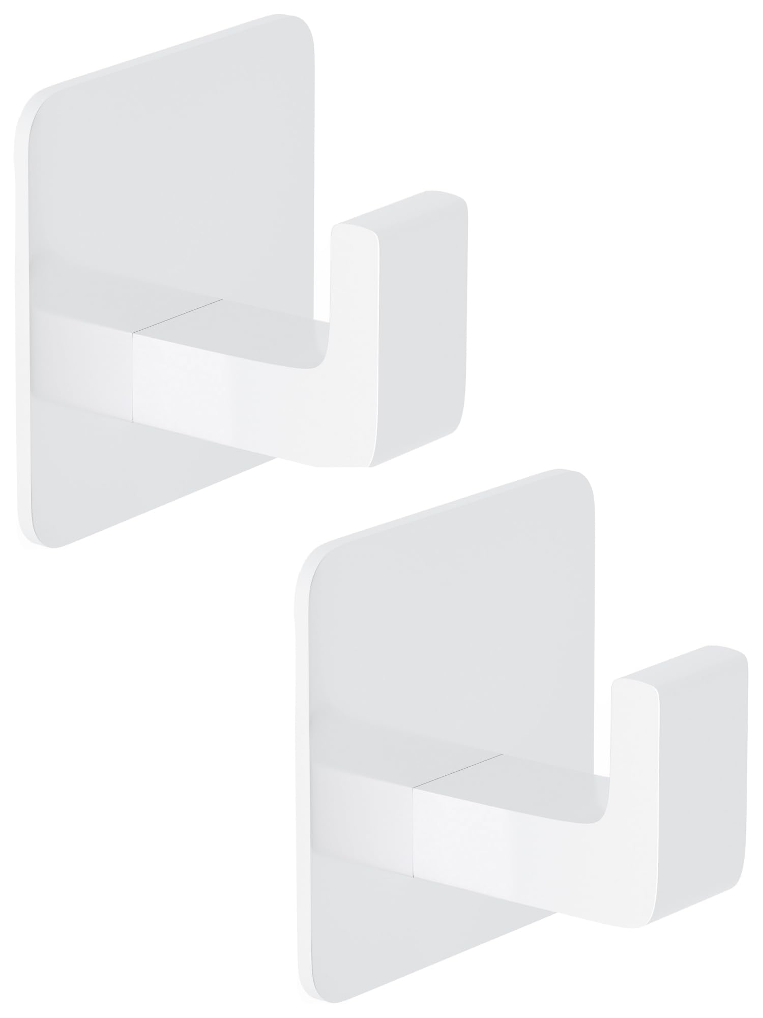 Photo 1 of GWAAZXGZ Square Self Adhesive Towel Hooks - 2 Pack Matte White Metal Hooks, Right-Angle Design for Towels, Robes & Hats, Organize Bathroom, Kitchen, Entryway, Doors, Cabinets on Smooth Surfaces