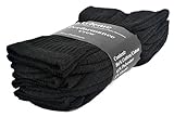 Men's 24 Pack Crew Cotton Cushioned Athletic Casual Work Socks Large Black