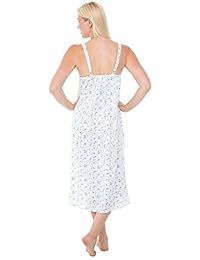 Del Rosa camisón de noche 100% algodón, camiseta de tirantes larga camisola para dama