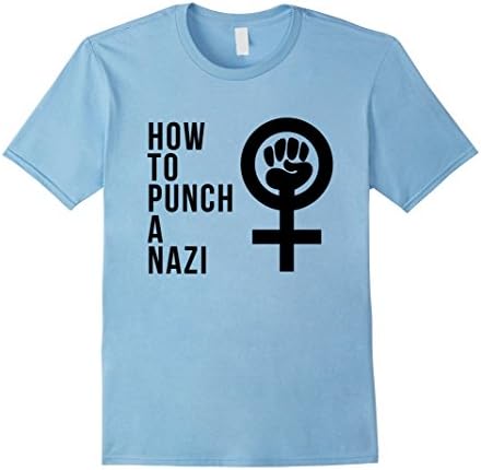 Men's How To Punch A Nazi T shirt - Feminism Symbol Girl Power 3XL Baby Blue