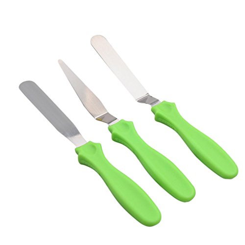 Cake Tools--Stainless Steel Butter Cake Cream Tool Spatula PP Plastic Handle Baking Mould By Ikevan--3 Colors- (Green) - Thumbnail 4