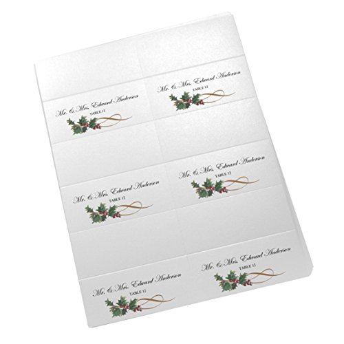 Christmas and Holiday Holly Swirl Printable Place Cards, Set of 150 (25 Sheets), Laser & Inkjet Printers - Perfect for Wedding, Parties, and Special Events