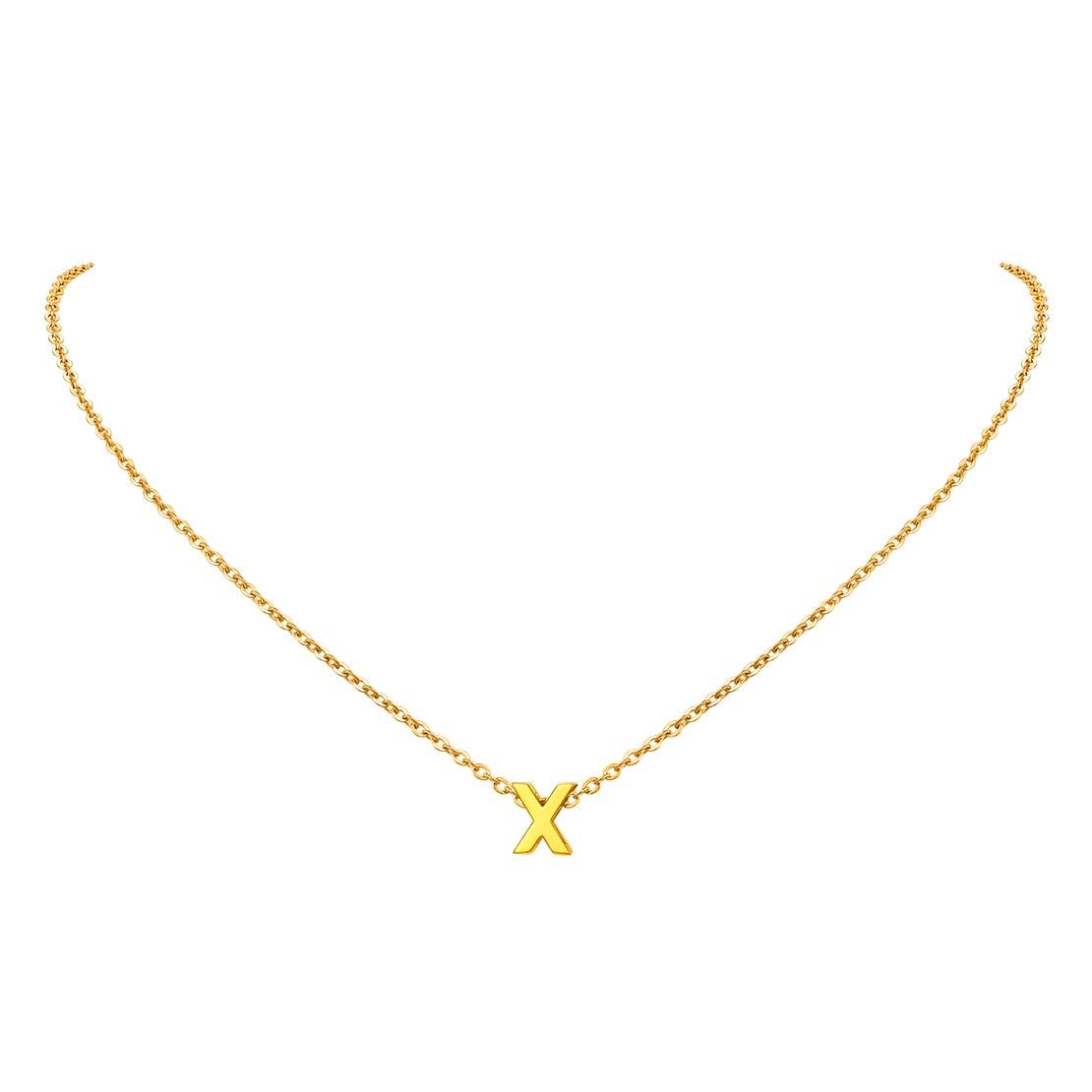 FindChic Initial Necklace for Women Letter X Pendant Alphabet Gold Letter Choker Necklaces with Stainless Steel Chain 16+2 Inch Extender Chains Women Jewellery Gift