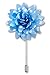 Puentes Denver Men's Lapel Flower Handmade Boutonniere Pin for Suit - Polka Dot Mums (Light Blue)