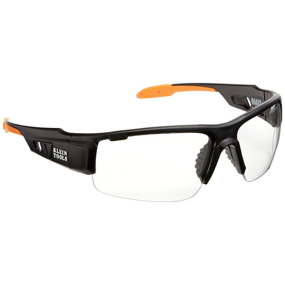 KLEIN TOOLS Safety Glasses, Professional PPE Protective Eyewear with Semi Frame and Clear Lens, Scratch Resistant and Anti-Fog 60161