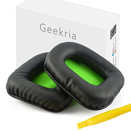 Geekria QuickFit Replacement Ear Pads for Razer Chimaera, Electra Headphones Ear Cushions, Repair Parts (Black/Green)