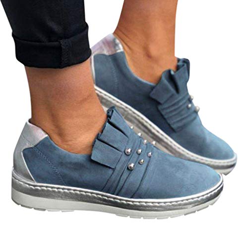 TnaIolral Women Shoes Fashion Casual Slip On Increasing Flat Slide Athletic Sneakers (US:8, Blue) - Thumbnail 2