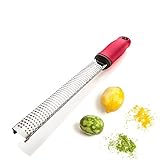 Grater,Koolife Stainless Steel Grater, Sharp Blade Zester with Safety Cover for Lemon,Ginger,Cheese,Garlic, Red Handle