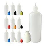 510 Central 60mL LDPE Plastic Thin Tip Dropper Bottles (10 Pack, Multi Color Caps)