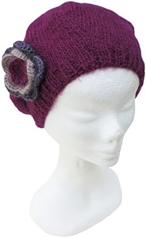 Handmade Pure Alpaca Beret Hat - Pink-Plum (Knitted by Hand)
