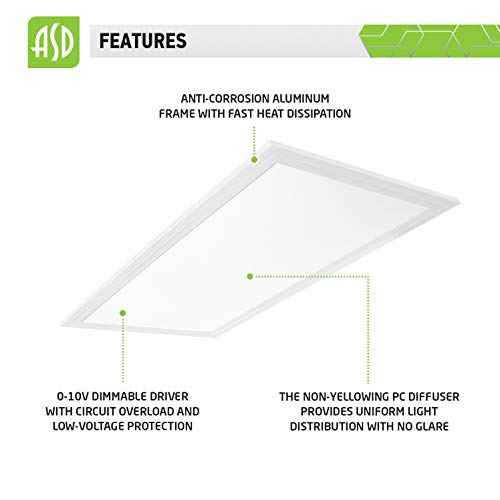 ASD 2x4 LED Drop Ceiling Light Fixture 40W (100W Repl) 5000K (Daylight