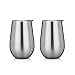 Vacuum Insulated Wine Glasses with Lids - Stainless Steel Stemless Wine Cups - Set of 2 Wine Tumblers with Clear Lids - 12 Oz - Shatterproof - BPA Free Healthy Choice - Best Value - By Avito