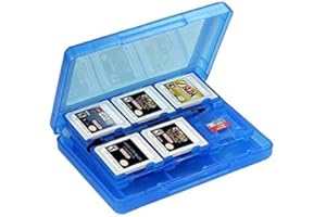 OSTENT 28-in-1 Game Memory Card Case Cover Holder Cartridge Storage Compatible for Nintendo 3DS - Color Blue