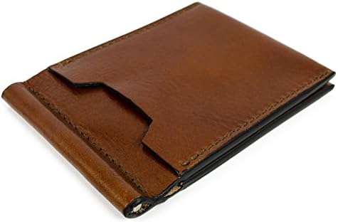 Time Resistance Leather Money Clip Wallet | Hand Dyed by Vegetable Tanning, Business or Credit Card, ID Pocket Unisex