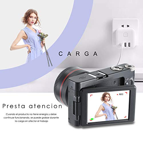 Camara-Foto-Digital-Full-HD-1080PFamBrow-WiFi-24MP-Camara-de-Video-Digital-Zoom-16xGran-Angular-Lente-Rotacin-de-30-Pulgadas