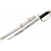 SZCO 22" US Artillery Sword Replica &ndash; Civil War Style Short Sword with Etched US Blade, Brass Guard &amp; Pommel, Metal Scabbard &ndash; Historical Military Display Saber Sword