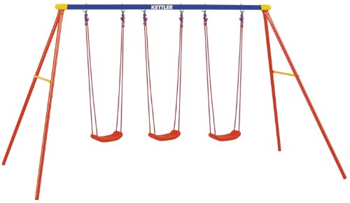 Kettler Home Playground Equipment: Swing Set with 3 Weather-Resistant Board Swings, Youth Ages 3 to 8