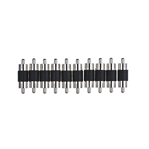 Warmstor 10 Pack Nickel Plated Audio Video RCA Male to Male Adapter Coupler Converter