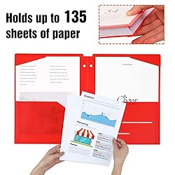 EOOUT 5pcs Folders with Pockets 3 Hole Punched