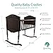 Green Frog, Antique Espresso Cradle | Handcrafted Elegant Wood Baby Cradle | Premium Pine Construction | Rocking and Stationary Features