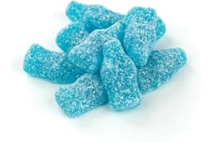 SWEETGLOB Sour Blue Raspberry Mini Soda Bottles Gummy Candy (Sour Blue Raspberry, 1 Pound)