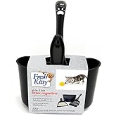 Fresh Kitty 4-in-1 Litter Box Organizer Cleanup Kit &ndash; Cat Litter Box Cleaning Supplies &ndash; Sweeper &amp; Dustpan, Scooper, Storage Caddy, Black