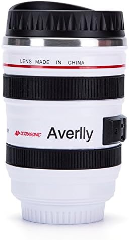 Averlly Camera Lens Cup Coffee Mug Stainless Steel Insulated Tumbler (White)
